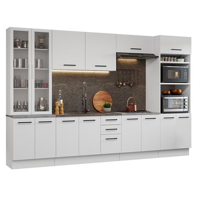 Armário De Cozinha Completa 340cm Branco Agata Madesa 01 Branco