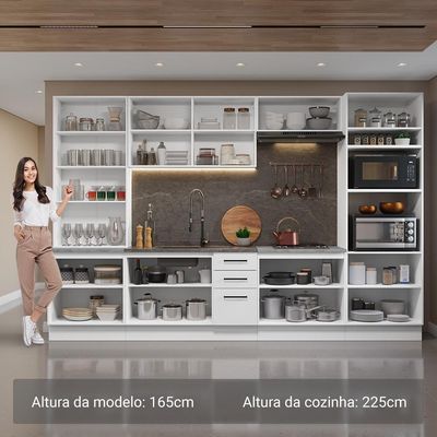 Armário De Cozinha Completa 340cm Branco Agata Madesa 01 Branco