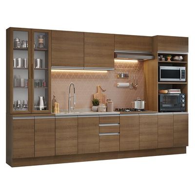 Armário De Cozinha Completa 340cm Rustic Glamy Madesa 01 Rustic