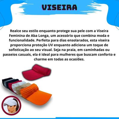 Kit 2 Viseiras Bonés Moda Blogueira Aba Longa Respirável Proteção Solar Verão Modelo 2
