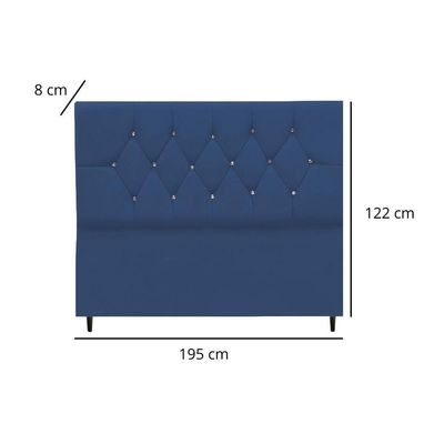 Cabeceira Para Cama Box Estofada King 195 Cm Suede Melissa Cor:azul Marinho