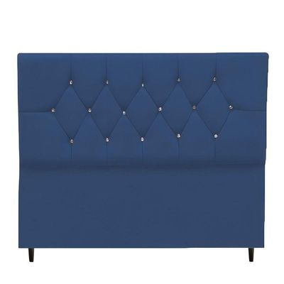 Cabeceira Para Cama Box Estofada King 195 Cm Suede Melissa Cor:azul Marinho