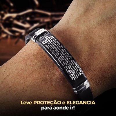Relogio Masculino Aço Preto + Colar Crucifixo + Pulseira Prata Pesado Robusto Ajustavel Social