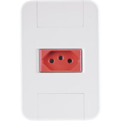 Conjunto 4x2 com 1 Tomada 2P+T  20 A 250 V Tramontina Tablet Branco e Vermelho