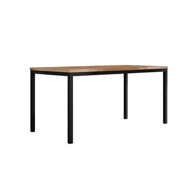 Conjunto de Mesa Retangular com Tampo de MDF Amadeirado e 6 Cadeiras Adriana Revestimento Sintético Preto
