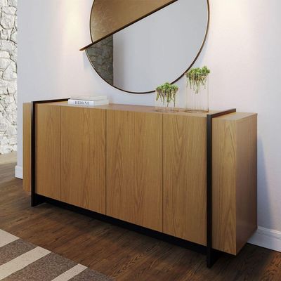 Buffet Aparador 160cm com 4 Portas Copacabana Freijó Preto Fosco Colibri