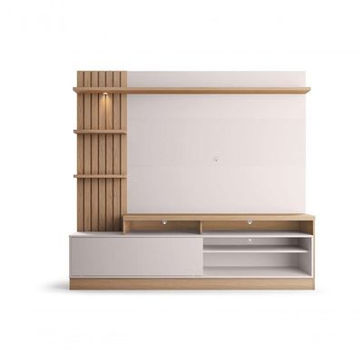 Estante Home Ripada Para TV Até 65 Pol com Led 200x185cm Maceió Colibri Freijó Off White