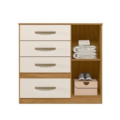 Cômoda Sapateira Com 5 Gavetas 1 Porta 98x100cm Vênus Moval Cor:freijó/off White