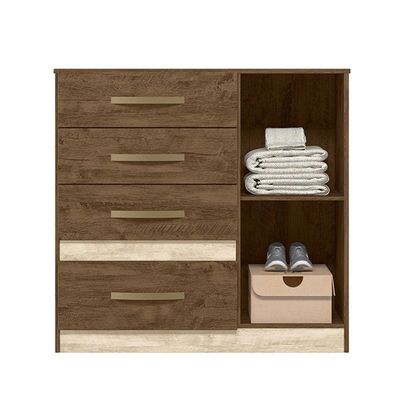 Cômoda Sapateira Com 5 Gavetas 1 Porta 98x100cm Vênus Moval Cor:castanho/avelã