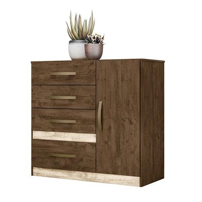 Cômoda Sapateira Com 5 Gavetas 1 Porta 98x100cm Vênus Moval Cor:castanho/avelã
