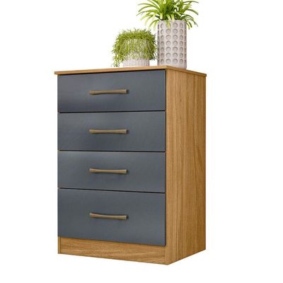 Cômoda Com 4 Gavetas 61x90cm Ms913 Moval Cor:freijó/cinza