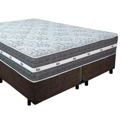 Cama Box Casal Bipartido Suede + Colchão Anjos Black Graphite Molas Ensacadas 138x188x64cm Marrom