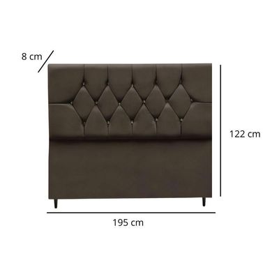 Cabeceira Cama Box King 195 Cm Geovana Suede marrom