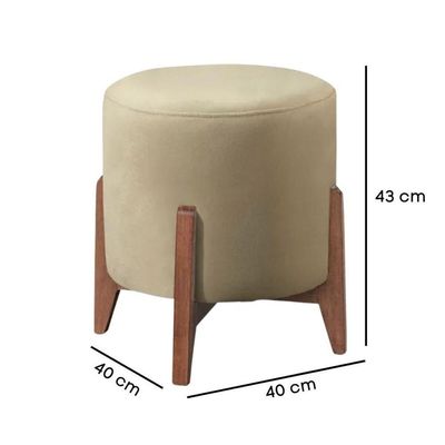 Puff Banqueta Decorativo Redondo Sala Estar Paris Suede bege