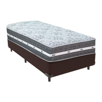 Cama Box Marrom E Colchão Black Graphite Molas Ensacadas Solteiro 88x188x32 Anjos