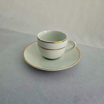 Conjunto Xícaras Com Pires Cafezinho 90ml 12 Peças - Fio Dourado