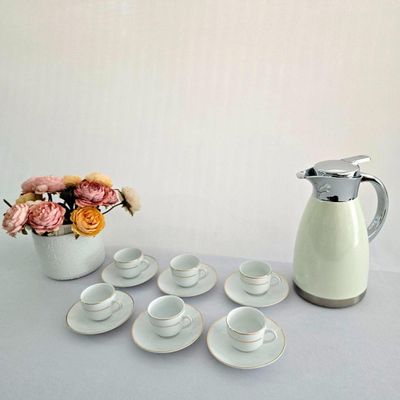 Conjunto Xícaras Com Pires Cafezinho 90ml 12 Peças - Fio Dourado