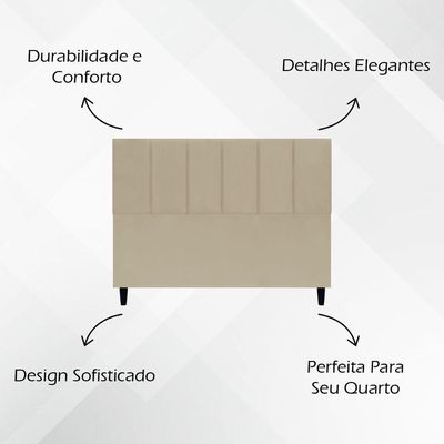 Cabeceira Decorativa Classic Para Cama Queen 160 Cm Suede Nude Suede