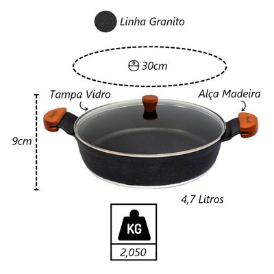 Frigideira Granito Preto Gourmet Antiaderente Javali AM 30cm