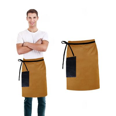 Avental Cintura Caramelo Couro Preto Bar Barbearia Cafe 10un