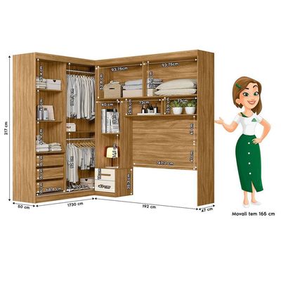 Guarda Roupa Modulado Casal Completo Florença Moval Freijó Off White