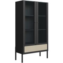 Cristaleira Para Sala de Jantar 2 Portas Pés Madeira Moss A03 Nero Preto - Lyam Decor