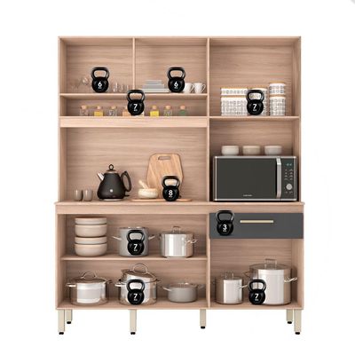 Kit de Cozinha Álamo 6 PT 1 GV Avena e Grafite
