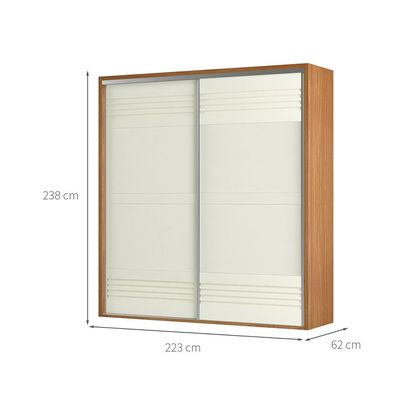 Guarda-Roupa Casal Girona 100% MDF 2 PT 2 GV Freijó e Off White