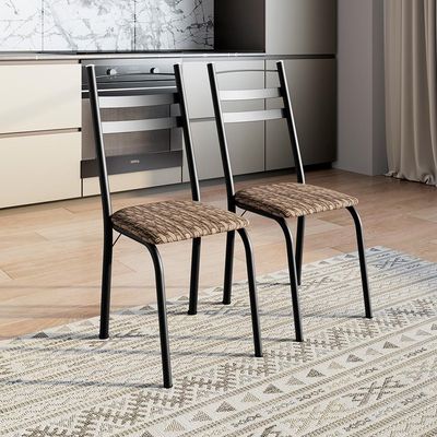 Conjunto com 2 Cadeiras Peters Revestimento Sintético Marrom e Preto