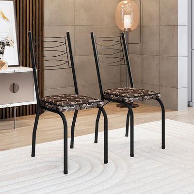 Conjunto com 2 Cadeiras Chipre Revestimento Sintético Palha e Preto