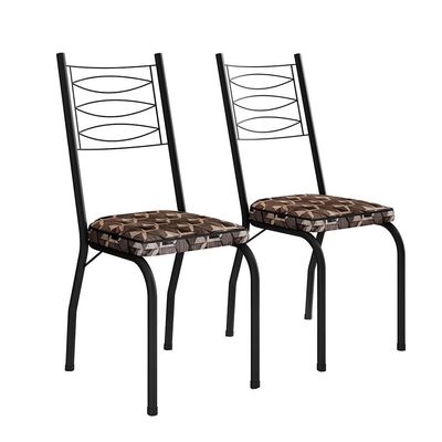 Conjunto com 2 Cadeiras Chipre Revestimento Sintético Palha e Preto