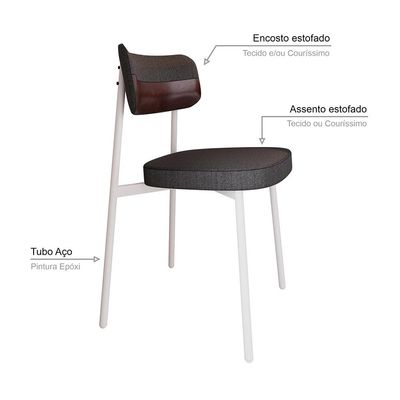 Conjunto com 2 Cadeiras Alloa Polipropileno Grafite e Café