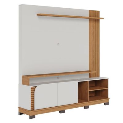 Estante Home TV 75 Pol com 2 Portas 182x187cm Jurerê Colibri Off White Freijó
