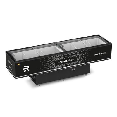 Expositor Ilha Congelados Vanguard Top 3,00m 4 Portas Vidro Semi Curvo Eivt3000 220V