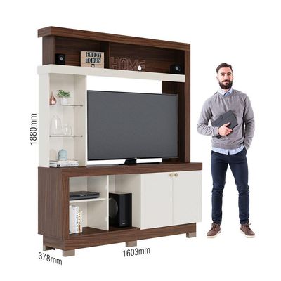 Estante TV Até 50 Pol 160x188cm Valença Colibri Nogueira Off White