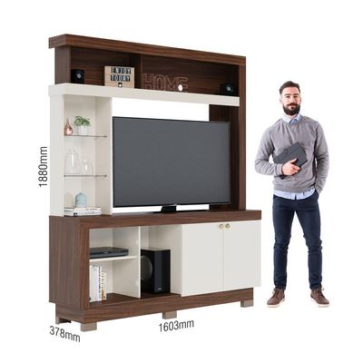 Estante TV Até 50 Pol 160x188cm Valença Colibri Nogueira Off White