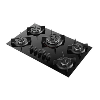 Cooktop 5 Bocas a Gás Dako Supreme com Queimador Tripla Chama e Mesa de Vidro Temperado Preto Bivolt