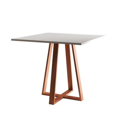 Mesa de Jantar Quadrada Mônaco Cobre e Branca 110 cm