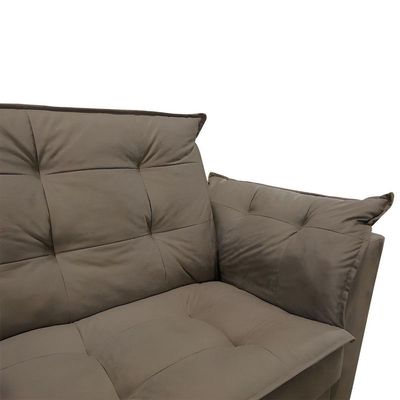 Sofá 2 Lugares Para Sala Moderno Confortável Aurora Suede bege Escuro
