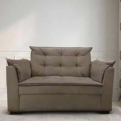 Sofá 2 Lugares Para Sala Moderno Confortável Aurora Suede bege Escuro