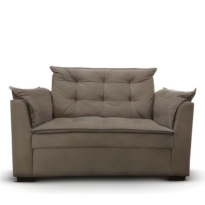 Sofá 2 Lugares Para Sala Moderno Confortável Aurora Suede bege Escuro
