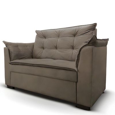 Sofá 2 Lugares Para Sala Moderno Confortável Aurora Suede bege Escuro