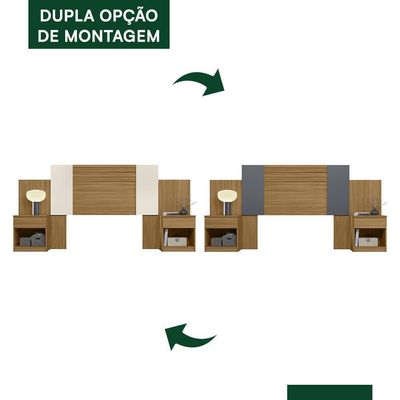 Cabeceira Casal Araguaia Extensível Ripada Color  Freijó Off White Moval Freijó Off White