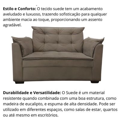 Sofá 2 Lugares Para Sala Moderno Confortável Andreia Suede bege Escuro