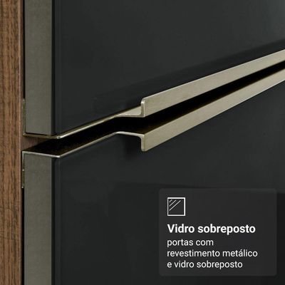 Armário De Cozinha Completa 340cm Rustic/preto Lux Madesa 02 Rustic/preto