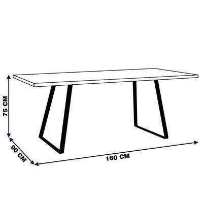 Mesa Sala de Jantar Cozinha Ogleary 160cm Grafite Madeira Maciça Rustic Brown - Gran Belo