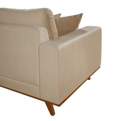 Sofá 3 Lugares Lombok com Chaise Direito Veludo Bege
