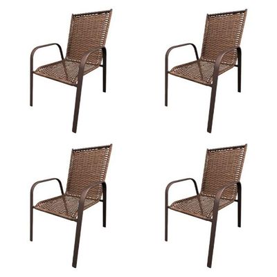 Conjunto Mesa Retangular 1.20x0.80 Com 4 Cadeiras Roma Em Alumínio Área Externa Marrom