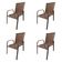 Conjunto Mesa Retangular 1.20x0.80 Com 4 Cadeiras Roma Em Alumínio Área Externa Marrom