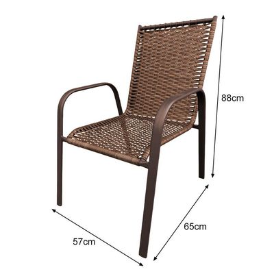 Conjunto Mesa Retangular 1.20x0.80 Com 4 Cadeiras Roma Em Alumínio Área Externa Marrom